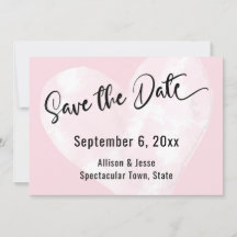 Bewaar deze datum Witte waterverf hart op roze kaa