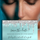 Bewaar deze datum Zilver Grijs Blauw Spark Druppel Save The Date