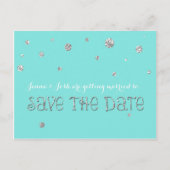 BEWAAR DEZE DATUM Zilveren Confetti Bruiloft Verlo Aankondigingskaart (Voorkant)