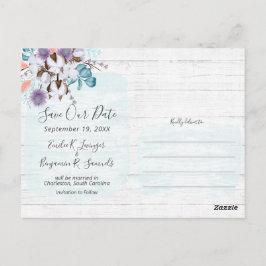 Bewaar deze datum Zuidelijke Katoen Bruiloft 3-fot Briefkaart