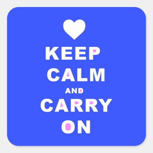 BEWAAR EEN CARRY OP Blauw Vierkante Sticker (Voorkant)