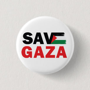 Bewaar GAZA met Palestijnse vlag aangepaste Button