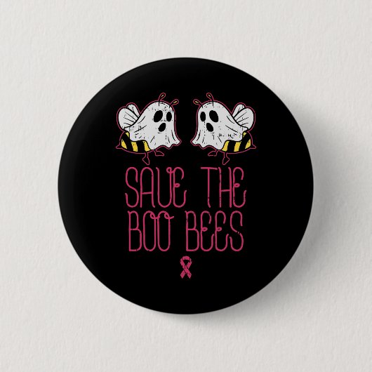 Bewaar het Boo-bijenborstkankerwaarschuwingsbrein Ronde Button 5,7 Cm (Voorkant)