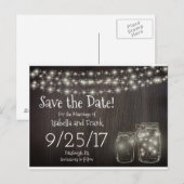 Bewaar het Date-Rustic Mason Firefly Light Briefka Aankondigingskaart (Voorkant / Achterkant)