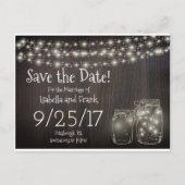 Bewaar het Date-Rustic Mason Firefly Light Briefka Aankondigingskaart (Voorkant)