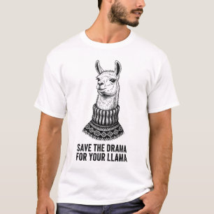 Bewaar het drama voor je lama Grappige citaat Hout T-shirt