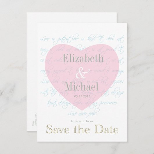 Bewaar het gedicht met hart aankondigingskaart (Voorkant / Achterkant)