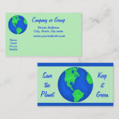 Bewaar het milieu in de aarde en bespaar het milie visitekaartje (Voorkant / Achterkant)