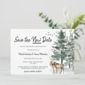 Bewaar het nieuwe datum bos bos dennenboom save the date (Staand voorkant)