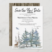 Bewaar het Nieuwe Datum Boslandschap Save The Date (Voorkant / Achterkant)