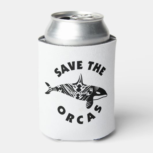 Bewaar het Orcas-ontwerp Blikjeskoeler (Blikje Voorkant)