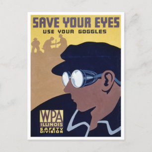 Bewaar je ogen Vintage veiligheidsbril Briefkaart
