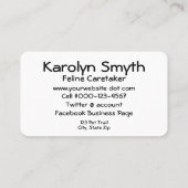 Bewaar katten op foto Dierenverzorging Visitekaartje (Achterkant)