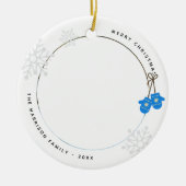 Bewaar moderne blauwe wanten foto keramisch ornament (Voorkant)