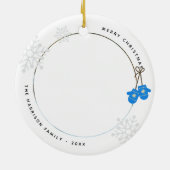 Bewaar moderne blauwe wanten foto keramisch ornament (Achterkant)