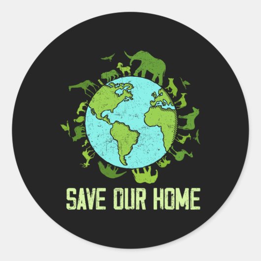 Bewaar onze aarde voor het behoud van het wild ronde sticker (Voorkant)
