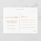 Bewaar onze Date Mint Gold Typography Foto Briefka Aankondigingskaart (Achterkant)