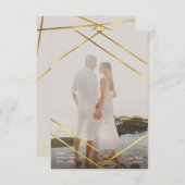 Bewaar onze datum Geometric Gold Lijst Aankondigin Kaart (Voorkant / Achterkant)
