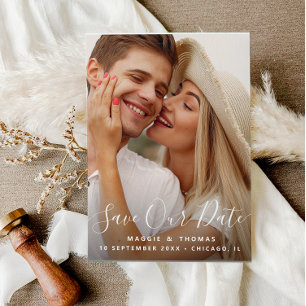 Bewaar onze datum Modern Elegant Overlay briefkaar Briefkaart