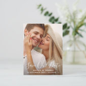 Bewaar onze datum Modern Elegant Overlay briefkaar Briefkaart (Staand voorkant)