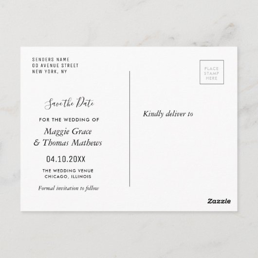 Bewaar onze datum Modern Elegant Overlay briefkaar Briefkaart (Achterkant)