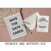 Bewaar onze datum pioenrozen bruiloft aankondiging