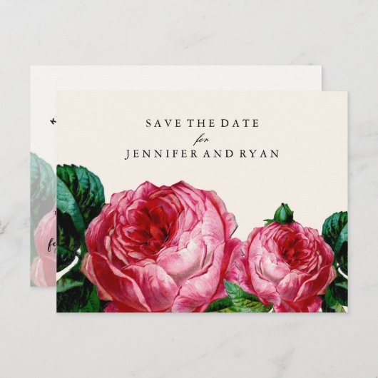 BEWAAR ONZE DATUM |  Roos De datum opslaan Aankondigingskaart (Voorkant / Achterkant)