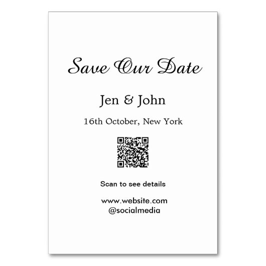 Bewaar onze datum Scan QR voor details naam datum Kaart (Voorkant)