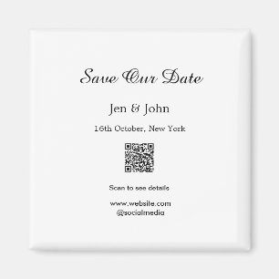 Bewaar onze datum Scan QR voor details naam datum  Magneet