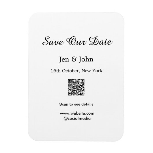 Bewaar onze datum Scan QR voor details naam datum  Magneet (Verticaal)