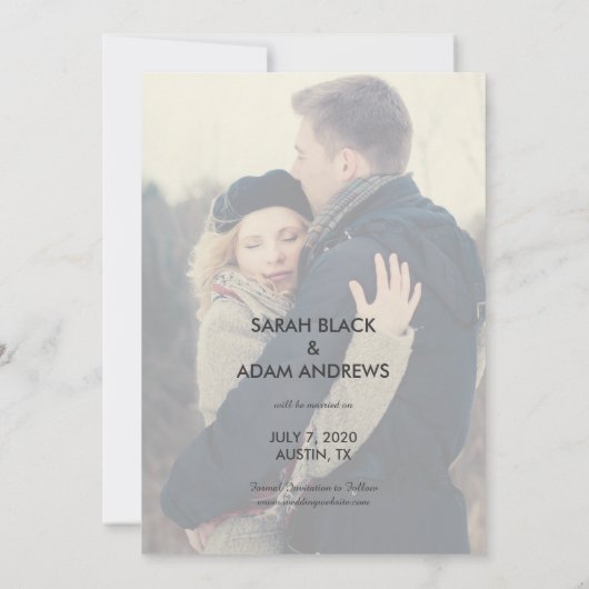 Bewaar onze datumbedekking | De datum-fotokaart op Save The Date (Achterkant)