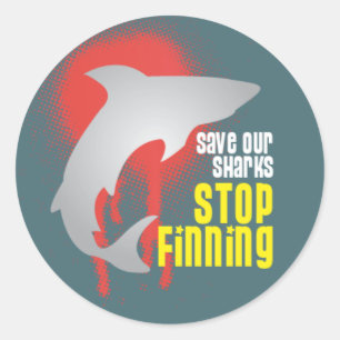 Bewaar onze haaien stoppen met zoeken ronde sticker