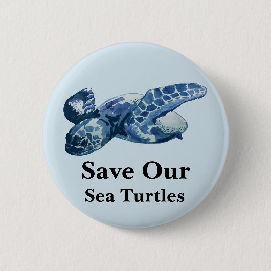 Bewaar onze oceanen Zee schildpad pin Ronde Button 5,7 Cm (Voorkant)