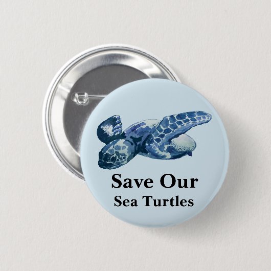 Bewaar onze oceanen Zee schildpad pin Ronde Button 5,7 Cm (Voorkant /achterkant)