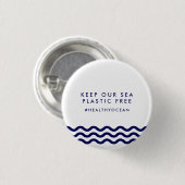 Bewaar onze Zee plastic vrije oceaangolven Ronde Button 3,2 Cm (Voorkant /achterkant)