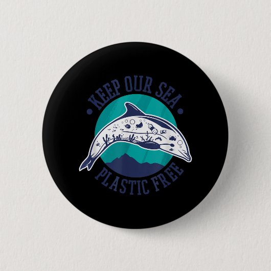 Bewaar onze zee plasticvrij, milieubescherming ronde button 5,7 cm (Voorkant)
