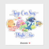 Bewaar onze zeeën plasticvrij sticker (Vel)