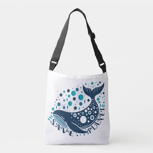 Bewaar Planet Whale-artwork voor eco-bewustzijn Crossbody Tas (Voorkant)
