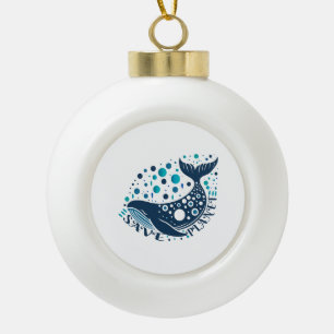 Bewaar Planet Whale-artwork voor eco-bewustzijn Keramische Bal Ornament