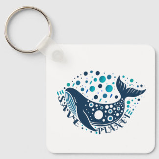 Bewaar Planet Whale-artwork voor eco-bewustzijn Sleutelhanger