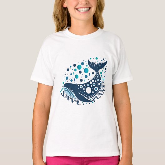 Bewaar Planet Whale-artwork voor eco-bewustzijn T-shirt (Voorkant)