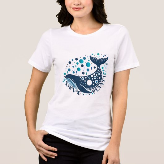 Bewaar Planet Whale-artwork voor eco-bewustzijn Tri-Blend Shirt (Voorkant)