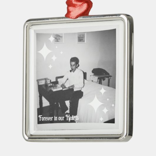 Bewaar, voor altijd in ons hart metalen ornament (Links)