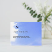 Bewaardatum vliegbestemming vliegtuig aankondigingskaart (Staand voorkant)