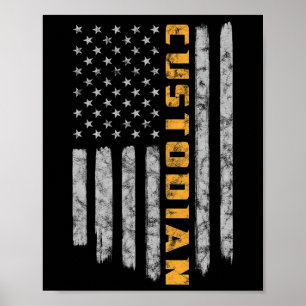 Bewaarder Amerikaanse vlag USA Janitor School Poster