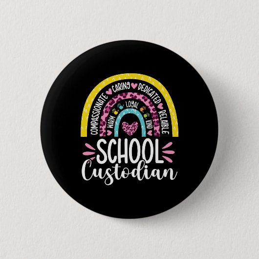 Bewaarder Batterij Levensduur School Janitor Rainb Ronde Button 5,7 Cm (Voorkant)