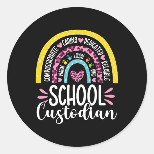 Bewaarder Batterij Levensduur School Janitor Rainb Ronde Sticker (Voorkant)