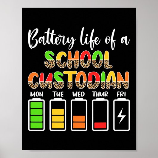 Bewaarder Batterijlevensduur School Bewaarder Poster (Voorkant)
