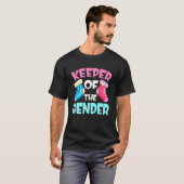 Bewaarder van de geslachtsonthulling babysok roze t-shirt (Voorkant volledig)