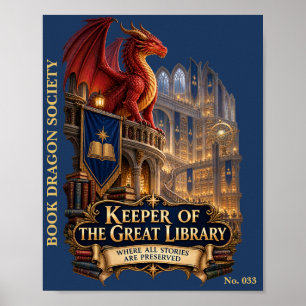 Bewaarder van de Grote Bibliotheek Boek Draak Sa Poster